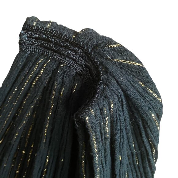 Vintage black and gold metallic Goddess sun dress, cotton, gauzy, long - Picture 10 of 15